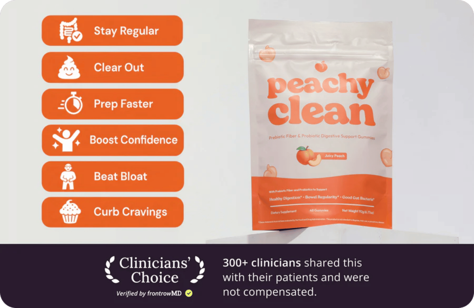 Peachy Clean™ Sugar-Free Pre+Probiotic Fiber Gummies