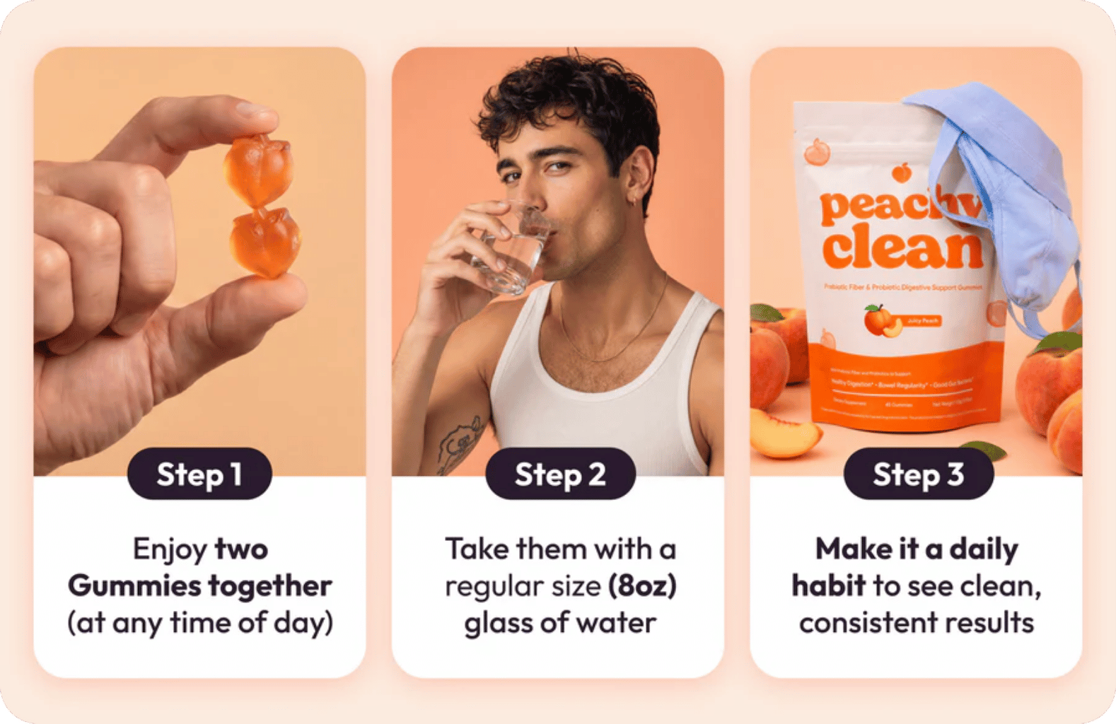 Peachy Clean™ Sugar-Free Pre+Probiotic Fiber Gummies